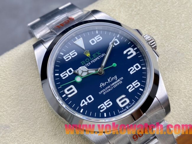 ロレックスコピー エアキング（Air-King）40mm 126900“ブルー・ダイヤル＋グリーン・セコンドハンド＋オイスターブレスレット” レディース専用モデル