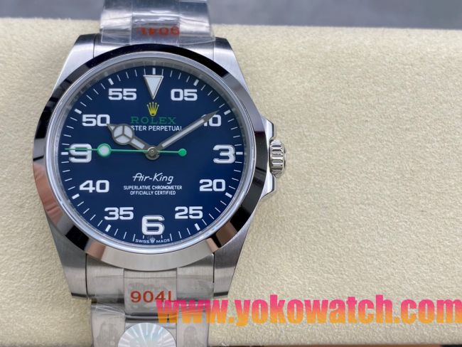 ロレックスコピー エアキング（Air-King）40mm 126900“ブルー・ダイヤル＋グリーン・セコンドハンド＋オイスターブレスレット” レディース専用モデル