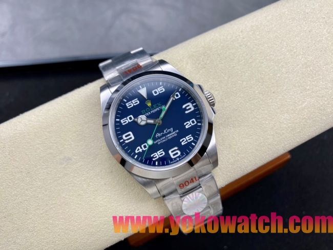 ロレックスコピー エアキング（Air-King）40mm 126900“ブルー・ダイヤル＋グリーン・セコンドハンド＋オイスターブレスレット” レディース専用モデル