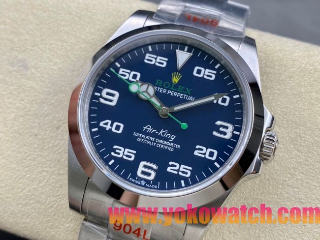 ロレックスコピー エアキング（Air-King）40mm 126900“ブルー・ダイヤル＋グリーン・セコンドハンド＋オイスターブレスレット” レディース専用モデル