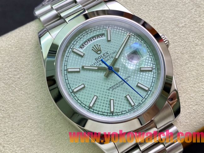 ロレックスコピー デイデイト（Day-Date）41mm 228232“グリーン・ダイヤル＋バーインデックス＋ステンレスベゼル＋ステンレスブレスレット” レディース専用モデル