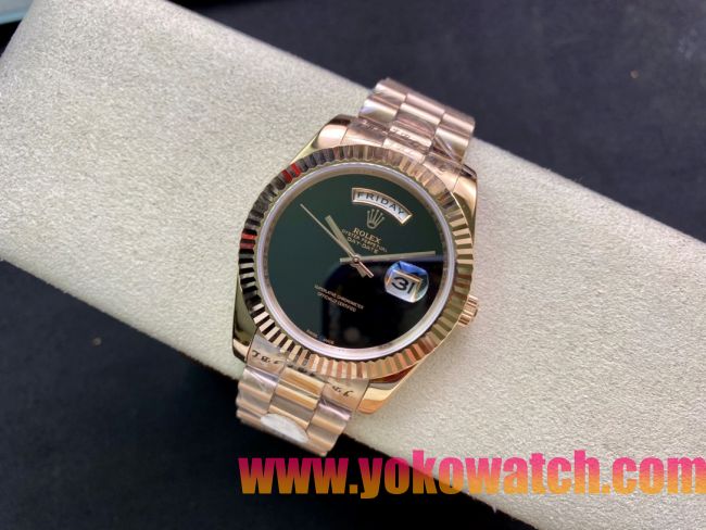 ロレックスコピー デイデイト（Day-Date）41mm 228235R“グリーン・ダイヤル＋バーインデックス＋イエローゴールドベゼル＋ステンレスブレスレット” レディース専用モデル