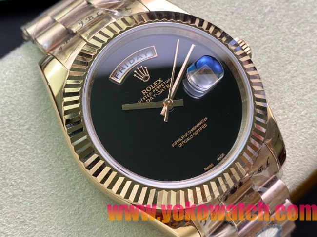 ロレックスコピー デイデイト（Day-Date）41mm 228235R“グリーン・ダイヤル＋バーインデックス＋イエローゴールドベゼル＋ステンレスブレスレット” レディース専用モデル