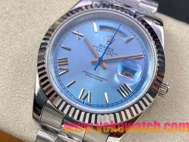 ロレックスコピー デイデイト（Day-Date）41mm 228232“ブルー・ダイヤル＋ローマ数字インデックス＋ステンレスベゼル＋ステンレスブレスレット” レディース専用モデル