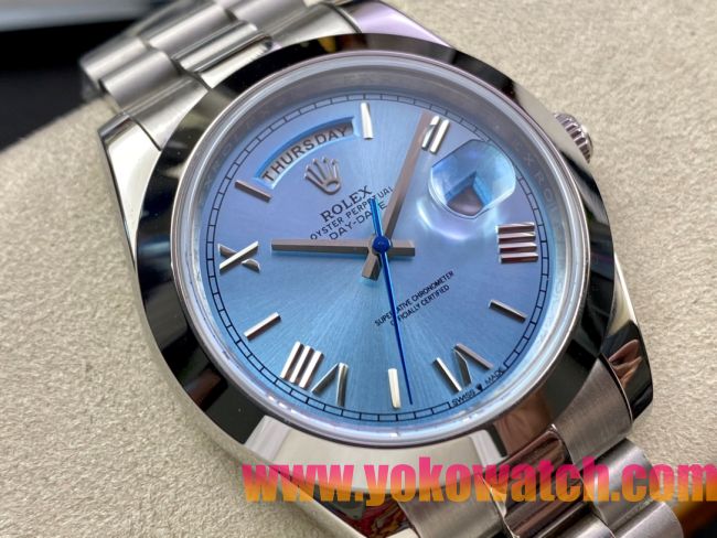 ロレックスコピー デイデイト（Day-Date）41mm 228232“ブルー・ダイヤル＋ローマ数字インデックス＋ステンレスベゼル＋ステンレスブレスレット” レディース専用モデル 