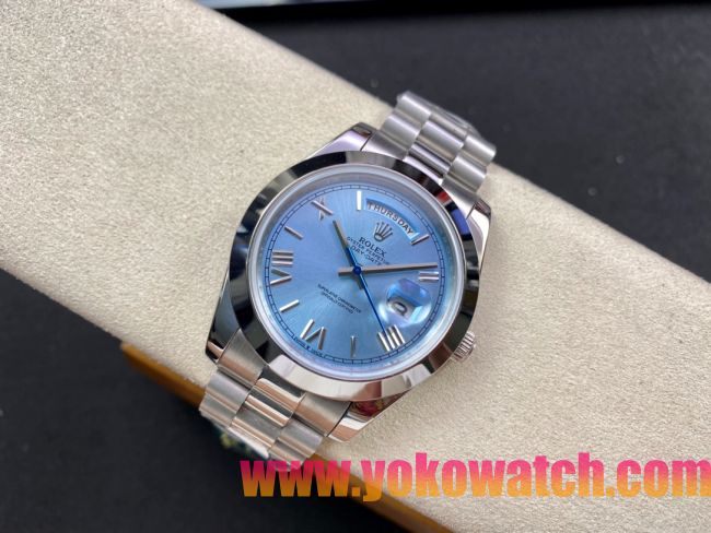 ロレックスコピー デイデイト（Day-Date）41mm 228232“ブルー・ダイヤル＋ローマ数字インデックス＋ステンレスベゼル＋ステンレスブレスレット” レディース専用モデル 