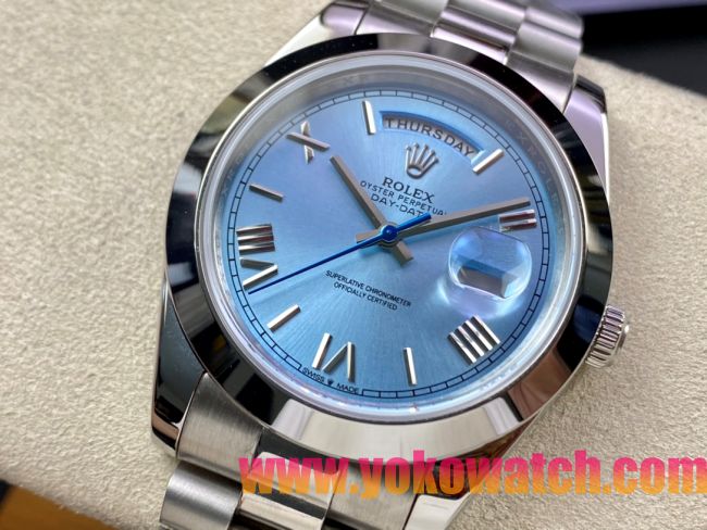 ロレックスコピー デイデイト（Day-Date）41mm 228232“ブルー・ダイヤル＋ローマ数字インデックス＋ステンレスベゼル＋ステンレスブレスレット” レディース専用モデル 