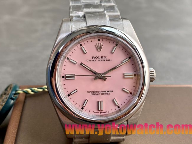 ロレックスコピー オイスター・パーペチュアル（Oyster Perpetual）41mm 126000“ピンク・ダイヤル＋バーインデックス＋ポリッシュベゼル＋316Lスチールブレスレット” レディース専用モデル