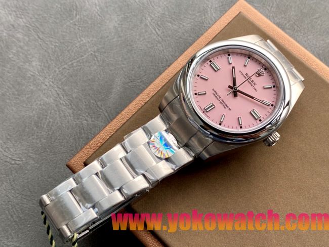 ロレックスコピー オイスター・パーペチュアル（Oyster Perpetual）41mm 126000“ピンク・ダイヤル＋バーインデックス＋ポリッシュベゼル＋316Lスチールブレスレット” レディース専用モデル