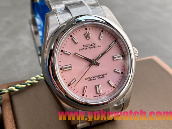 ロレックスコピー オイスター・パーペチュアル（Oyster Perpetual）41mm 126000“ピンク・ダイヤル＋バーインデックス＋ポリッシュベゼル＋316Lスチールブレスレット” レディース専用モデル