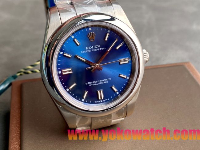 ロレックスコピー オイスター・パーペチュアル（Oyster Perpetual）41mm 126000“ブルー・ダイヤル＋バーインデックス＋ポリッシュベゼル＋316Lスチールブレスレット” レディース専用モデル