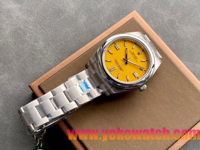 ロレックスコピー パーペチュアル（Oyster Perpetual）41mm 126000“イエロー・ダイヤル＋バーインデックス＋ポリッシュベゼル＋316Lスチールブレスレット” レディース専用モデル