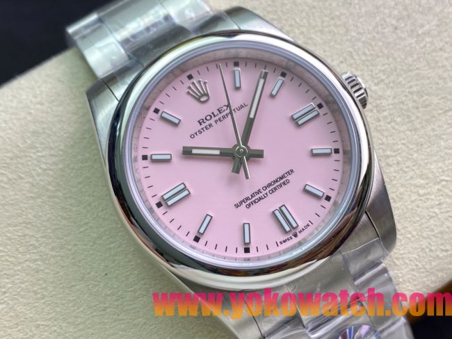 ロレックスコピー オイスター・パーペチュアル（Oyster Perpetual）36mm 278240“ピンク・ダイヤル＋シルバー・バーインデックス＋ポリッシュベゼル＋316Lスチールブレスレット” レディース専用モデル 