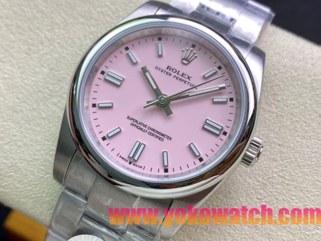 ロレックスコピー オイスター・パーペチュアル（Oyster Perpetual）36mm 278240“ピンク・ダイヤル＋シルバー・バーインデックス＋ポリッシュベゼル＋316Lスチールブレスレット” レディース専用モデル 
