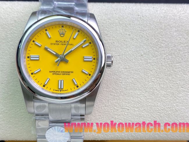 ロレックスコピー オイスター・パーペチュアル（Oyster Perpetual）36mm 278240“イエロー・ダイヤル＋シルバー・バーインデックス＋ポリッシュベゼル＋316Lスチールブレスレット” レディース専用モデル