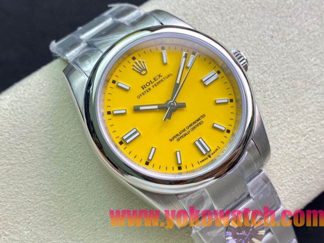 ロレックスコピー オイスター・パーペチュアル（Oyster Perpetual）36mm 278240“イエロー・ダイヤル＋シルバー・バーインデックス＋ポリッシュベゼル＋316Lスチールブレスレット” レディース専用モデル