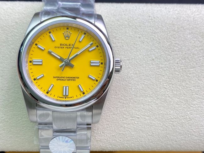 ロレックスコピー オイスター・パーペチュアル（Oyster Perpetual）36mm 278240“イエロー・ダイヤル＋シルバー・バーインデックス＋ポリッシュベゼル＋316Lスチールブレスレット” レディース専用モデル