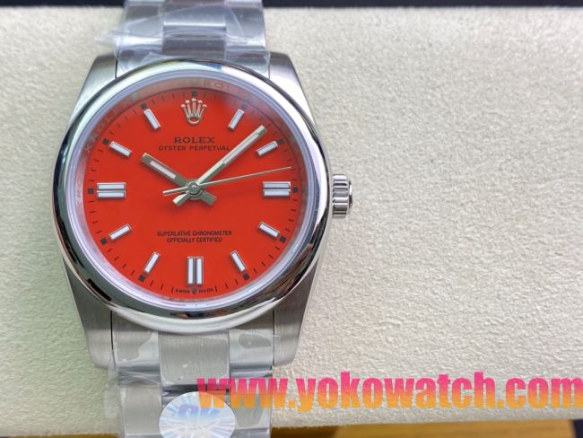 ロレックスコピー オイスター・パーペチュアル（Oyster Perpetual）36mm 278240“オレンジ・ダイヤル＋シルバー・バーインデックス＋ポリッシュベゼル＋316Lスチールブレスレット” レディース専用モデル