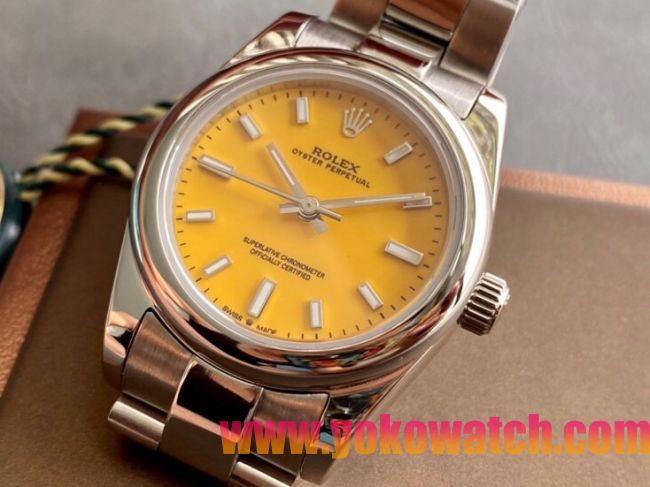 ロレックスコピー オイスター・パーペチュアル（Oyster Perpetual）31mm 277200“イエロー・ダイヤル＋シルバー・バーインデックス＋ポリッシュベゼル＋316Lスチールブレスレット” レディース専用モデル