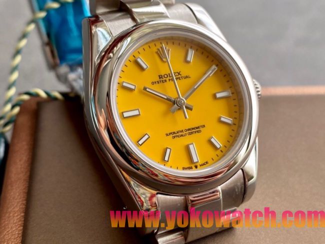 ロレックスコピー オイスター・パーペチュアル（Oyster Perpetual）31mm 277200“イエロー・ダイヤル＋シルバー・バーインデックス＋ポリッシュベゼル＋316Lスチールブレスレット” レディース専用モデル