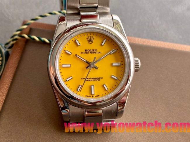 ロレックスコピー オイスター・パーペチュアル（Oyster Perpetual）31mm 277200“イエロー・ダイヤル＋シルバー・バーインデックス＋ポリッシュベゼル＋316Lスチールブレスレット” レディース専用モデル