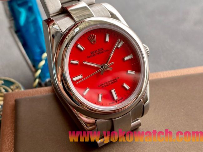 ロレックスコピー オイスター・パーペチュアル（Oyster Perpetual）31mm 277200“レッド・ダイヤル＋シルバー・バーインデックス＋ポリッシュベゼル＋316Lスチールブレスレット” レディース専用モデル