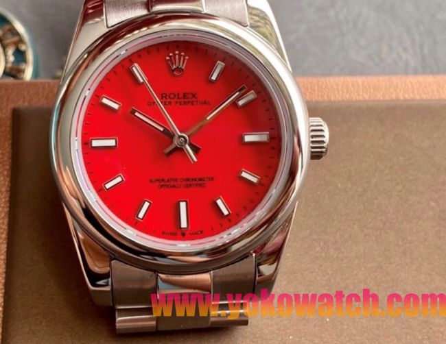ロレックスコピー オイスター・パーペチュアル（Oyster Perpetual）31mm 277200“レッド・ダイヤル＋シルバー・バーインデックス＋ポリッシュベゼル＋316Lスチールブレスレット” レディース専用モデル
