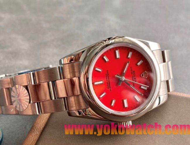 ロレックスコピー オイスター・パーペチュアル（Oyster Perpetual）31mm 277200“レッド・ダイヤル＋シルバー・バーインデックス＋ポリッシュベゼル＋316Lスチールブレスレット” レディース専用モデル