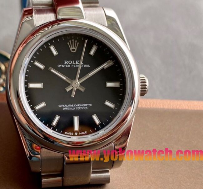 ロレックスコピー オイスター・パーペチュアル（Oyster Perpetual）31mm 277200“ブラック・ダイヤル＋シルバー・バーインデックス＋ポリッシュベゼル＋316Lスチールブレスレット” レディース専用モデル