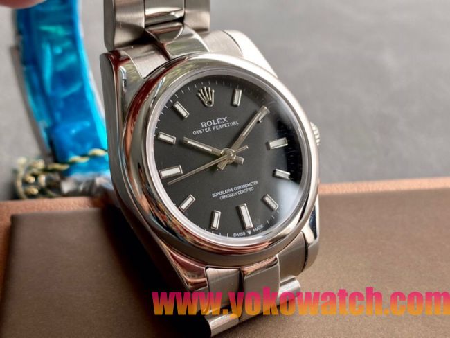ロレックスコピー オイスター・パーペチュアル（Oyster Perpetual）31mm 277200“ブラック・ダイヤル＋シルバー・バーインデックス＋ポリッシュベゼル＋316Lスチールブレスレット” レディース専用モデル