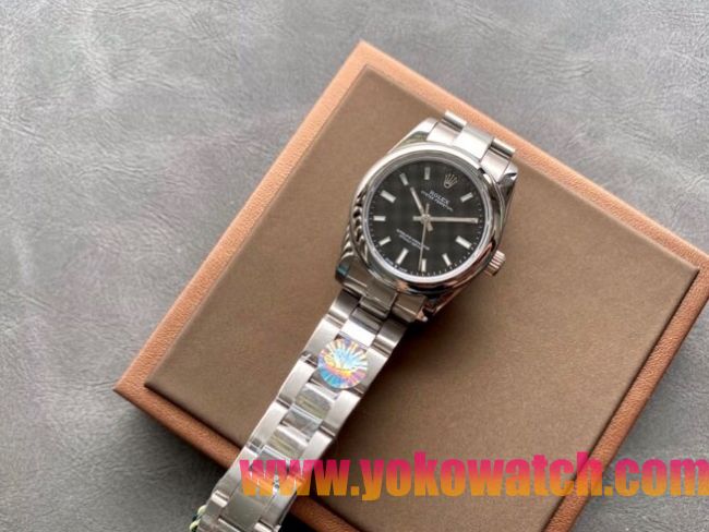 ロレックスコピー オイスター・パーペチュアル（Oyster Perpetual）31mm 277200“ブラック・ダイヤル＋シルバー・バーインデックス＋ポリッシュベゼル＋316Lスチールブレスレット” レディース専用モデル