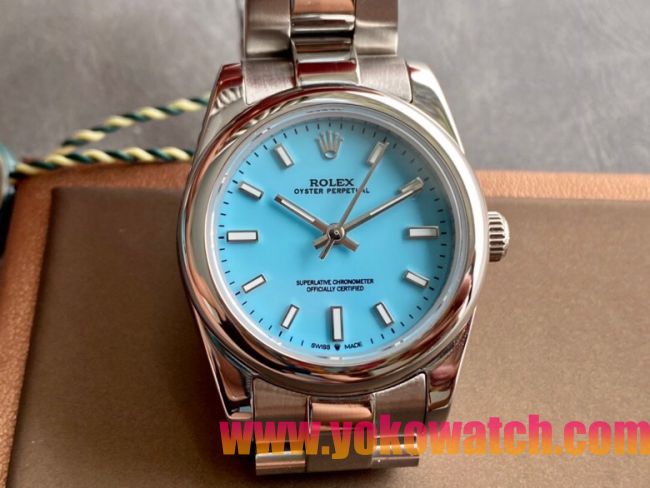 ロレックスコピー オイスター・パーペチュアル（Oyster Perpetual）31mm 277200“ライトブルー・ダイヤル＋シルバー・バーインデックス＋ポリッシュベゼル＋316Lスチールブレスレット” レディース専用モデル