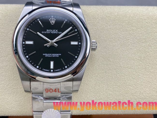 ロレックスコピー オイスター・パーペチュアル（Oyster Perpetual）41mm 124300“ブラック・ダイヤル＋シルバー・バーインデックス＋ポリッシュベゼル＋316Lスチールブレスレット” メンズ専用モデル