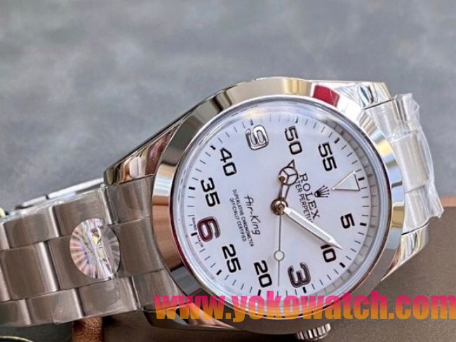 ロレックスコピー エア・キング（Air-King）41mm “V2アップグレード版” 126900– ホワイト・ダイヤル＋ブラック・アラビア数字インデックス＋ポリッシュベゼル＋316Lスチールブレスレット（アップグレードされた表帯と表扣）メ