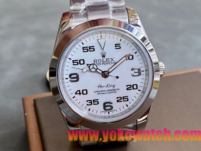 ロレックスコピー エア・キング（Air-King）41mm “V2アップグレード版” 126900– ホワイト・ダイヤル＋ブラック・アラビア数字インデックス＋ポリッシュベゼル＋316Lスチールブレスレット（アップグレードされた表帯と表扣）メ