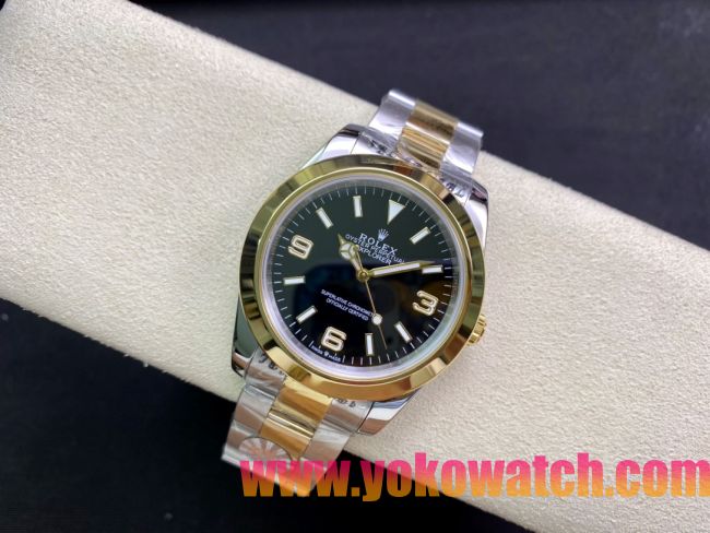 ロレックスコピー エクスプローラー（Oyster Perpetual Explorer）41mm 214270“グリーン・ダイヤル＋ゴールド・アラビア数字インデックス＋ポリッシュベゼル＋316Lスチールブレスレット” メンズ専用モデル