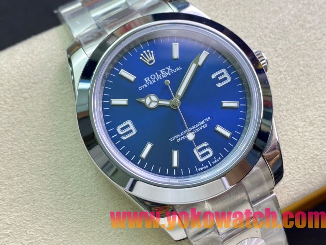 ロレックスコピー エクスプローラー（Oyster Perpetual Explorer）41mm 214270“ブルー・ダイヤル＋シルバー・アラビア数字インデックス＋ポリッシュベゼル＋316Lスチールブレスレット” メンズ専用モデル