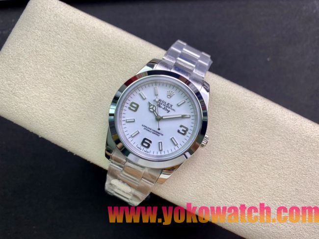 ロレックスコピー エクスプローラー（Oyster Perpetual Explorer）41mm 214270“ホワイト・ダイヤル＋シルバー・アラビア数字インデックス＋ポリッシュベゼル＋316Lスチールブレスレット” メンズ専用モデル