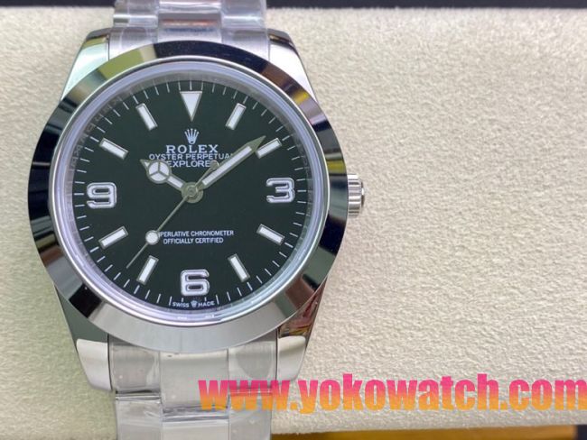 ロレックスコピー エクスプローラー（Oyster Perpetual Explorer）41mm 214270“ブラック・ダイヤル＋シルバー・アラビア数字インデックス＋ポリッシュベゼル＋316Lスチールブレスレット” メンズ専用モデル