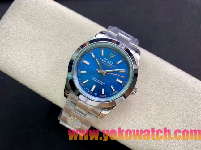 ロレックスコピー ミルガウス（Oyster Perpetual Milgauss）41mm 116400“ブルー・ダイヤル＋オレンジ・秒針＋グリーン・サファイアガラス＋316Lスチールブレスレット” メンズ専用モデル