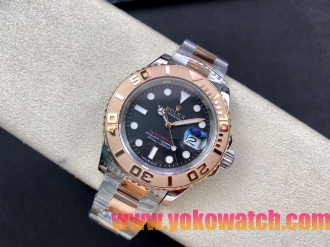 ロレックスコピー ヤット・マスター（Yacht-Master）40mm 126621RBR“ブラック・ダイヤル＋ローズゴールドベゼル＋316Lスチールブレスレット” メンズ専用モデル