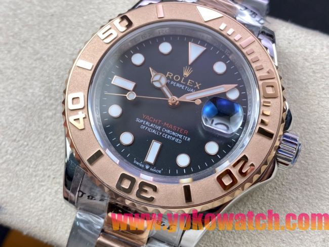 ロレックスコピー ヤット・マスター（Yacht-Master）40mm 126621RBR“ブラック・ダイヤル＋ローズゴールドベゼル＋316Lスチールブレスレット” メンズ専用モデル