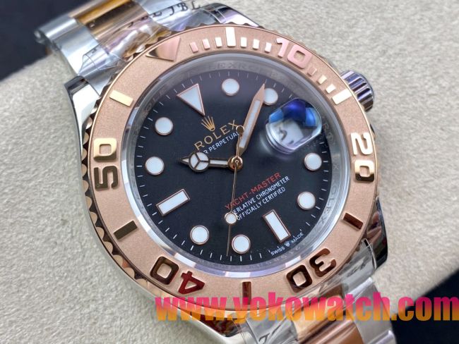 ロレックスコピー ヤット・マスター（Yacht-Master）40mm 126621RBR“ブラック・ダイヤル＋ローズゴールドベゼル＋316Lスチールブレスレット” メンズ専用モデル