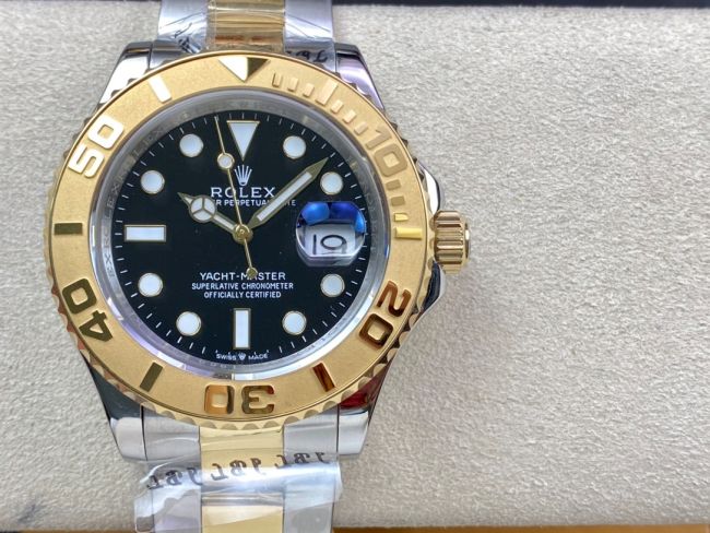 ロレックスコピー ヤット・マスター（Yacht-Master）40mm 126623RBR“ブラック・ダイヤル＋ゴールドベゼル＋316Lスチールブレスレット” メンズ専用モデル 