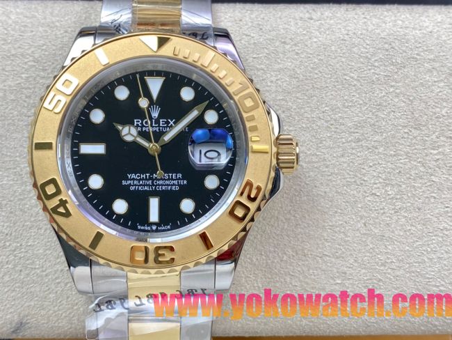 ロレックスコピー ヤット・マスター（Yacht-Master）40mm 126623RBR“ブラック・ダイヤル＋ゴールドベゼル＋316Lスチールブレスレット” メンズ専用モデル 