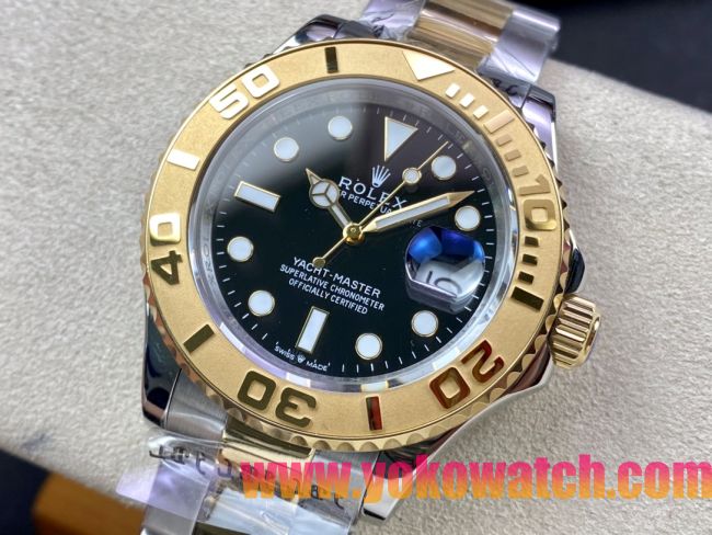 ロレックスコピー ヤット・マスター（Yacht-Master）40mm 126623RBR“ブラック・ダイヤル＋ゴールドベゼル＋316Lスチールブレスレット” メンズ専用モデル 