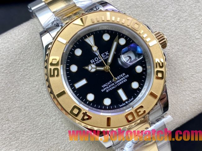 ロレックスコピー ヤット・マスター（Yacht-Master）40mm 126623RBR“ブラック・ダイヤル＋ゴールドベゼル＋316Lスチールブレスレット” メンズ専用モデル 