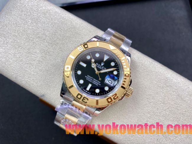 ロレックスコピー ヤット・マスター（Yacht-Master）40mm 126623RBR“ブラック・ダイヤル＋ゴールドベゼル＋316Lスチールブレスレット” メンズ専用モデル 