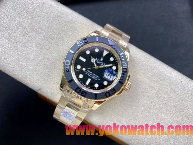 ロレックスコピー ヤット・マスター（Yacht-Master）40mm 126655RBR“ブラック・ダイヤル＋ゴールドケース＋セラミックベゼル” メンズ専用モデル