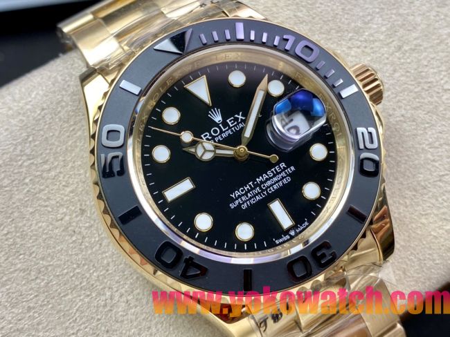ロレックスコピー ヤット・マスター（Yacht-Master）40mm 126655RBR“ブラック・ダイヤル＋ゴールドケース＋セラミックベゼル” メンズ専用モデル